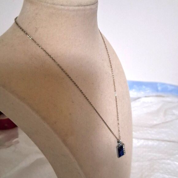 A Vintage Blue Abalone Women's Necklace Delicate Feminine Elegant Rhinestone - Picture 9 of 10